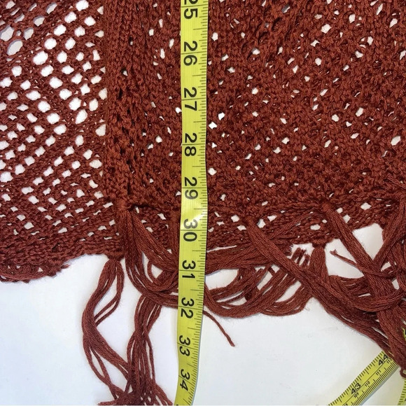 Maurices Rust Orange Fringe Sleeveless Open Knit Duster Cardigan Xsmall Women’s - Picture 7 of 10